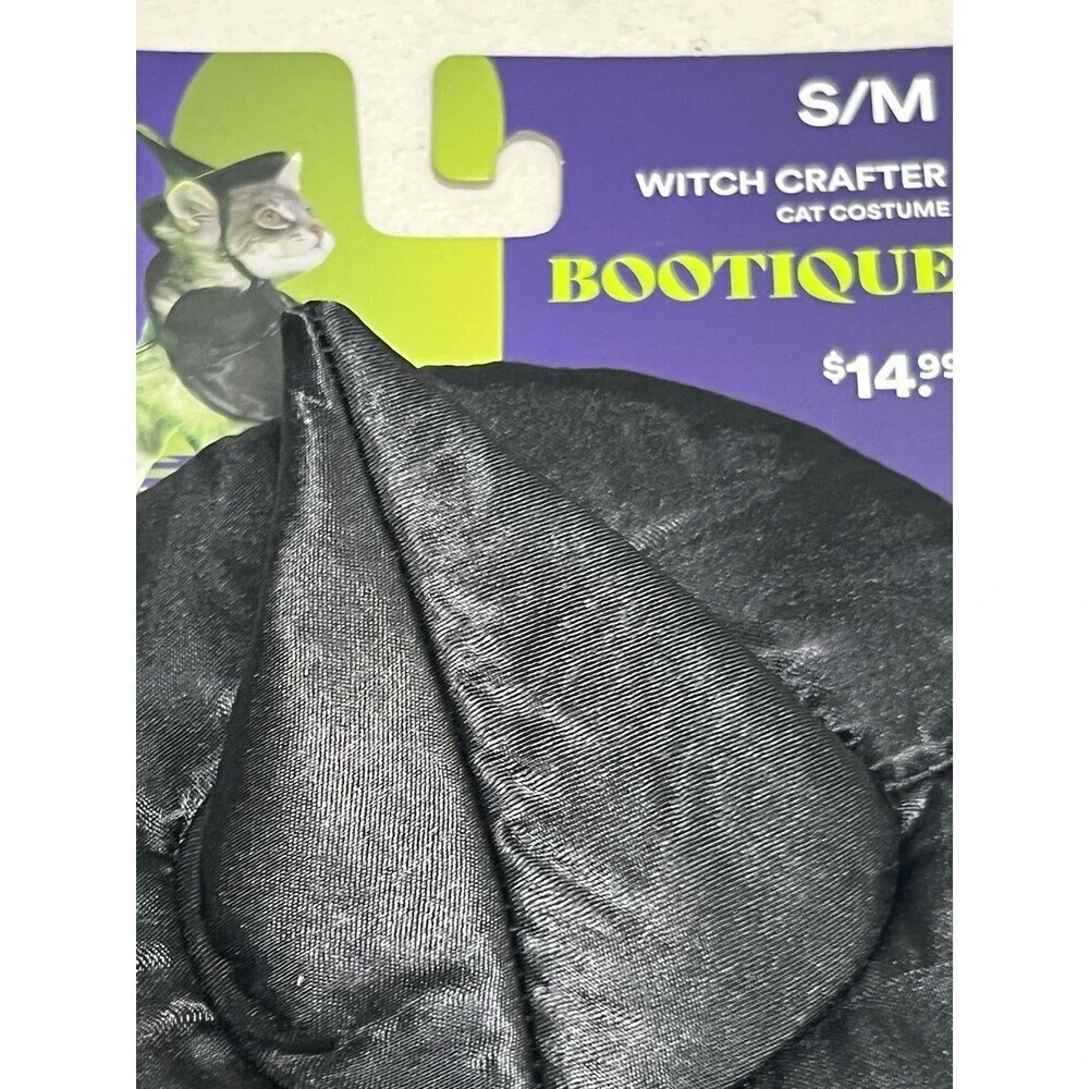 Bootique Cat Halloween Costume Witch Black Hat & Cape S/M 12.5-15